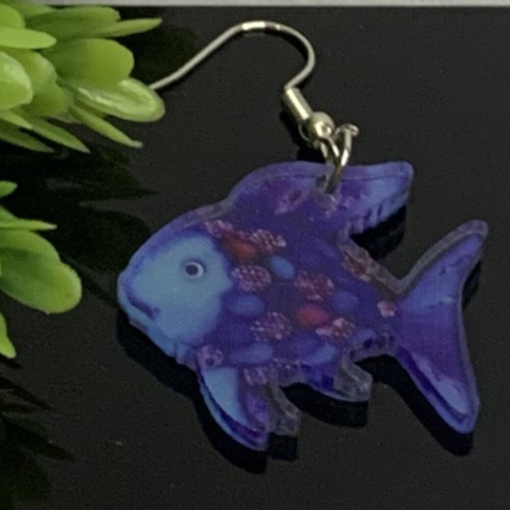 Blue Fish, Fish Earring, Gift Idea, Silly Earring, Teacher Earring, Educator